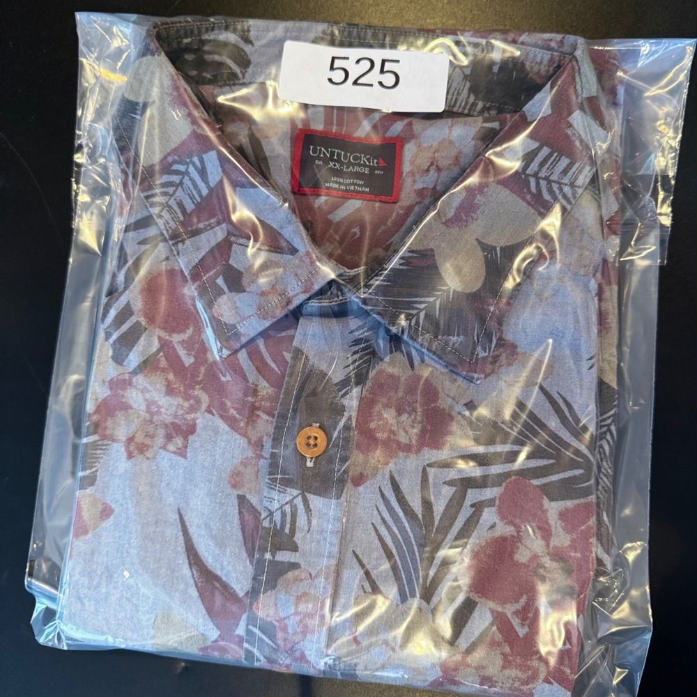 UNTUCKit Desisto Floral Palm Print Short Sleeve Shirt XXL Red 40592 Mens Regular - Picture 8 of 8